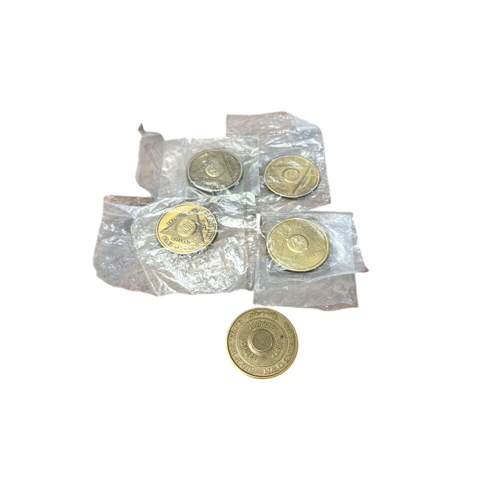 AA Tokens Lot of 5 sobriety Alcoholics Anonymous token serenity prayer